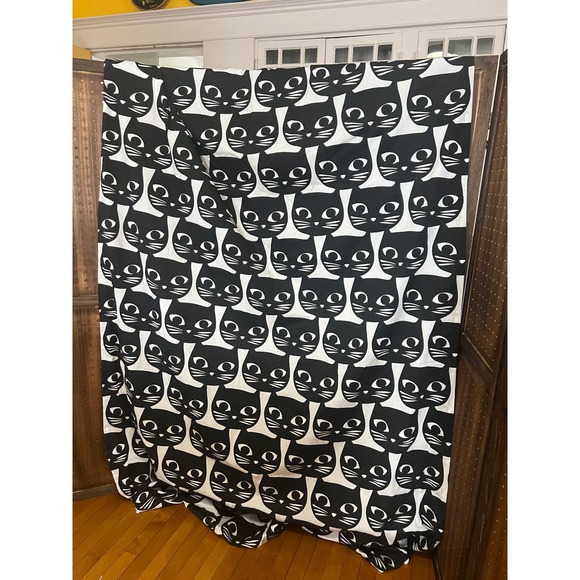 IKEA Mattram Black Cat Curtain Panels 2 57X98 inches 1552